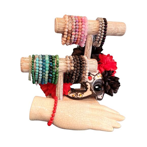 8mm Red Howlite Round Beads Beaded Stretch Bracelet, 7-7.5" - Picture 4 of 4